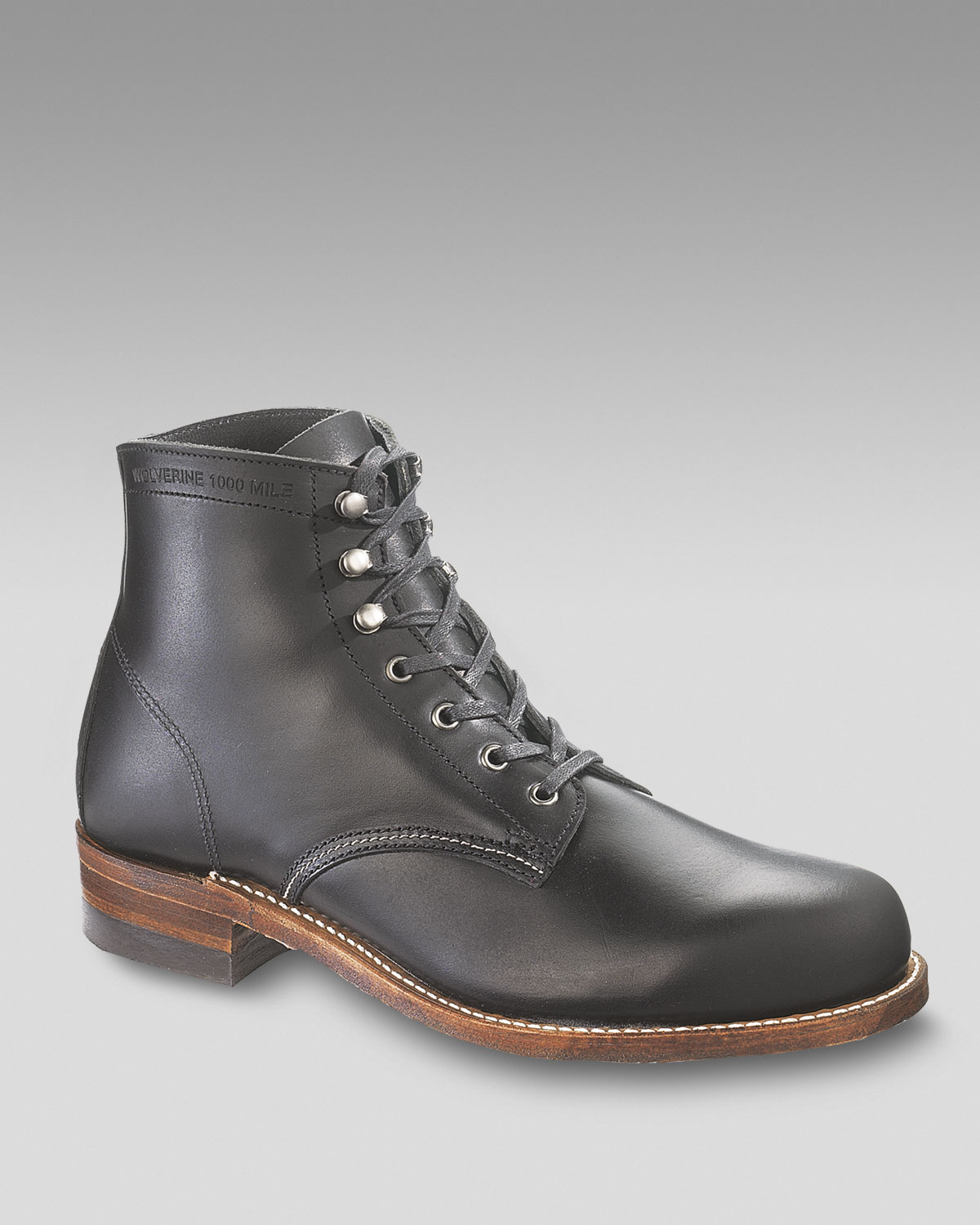 Wolverine Leather '1000 Mile' Plain Toe Boot in Black for Men - Lyst