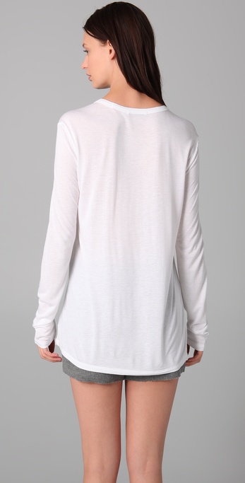T By Alexander Wang Classic Long Sleeve Tee with Pocket in White 