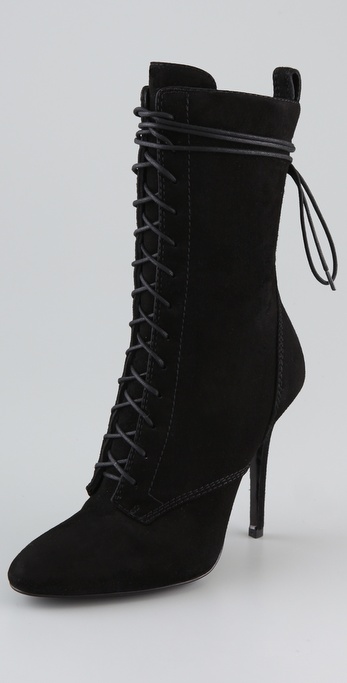 White Leather Platform Lace-Up Heel Boots