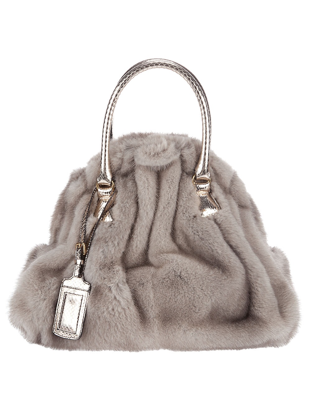 Valentino Gray Mink Fur Handbag