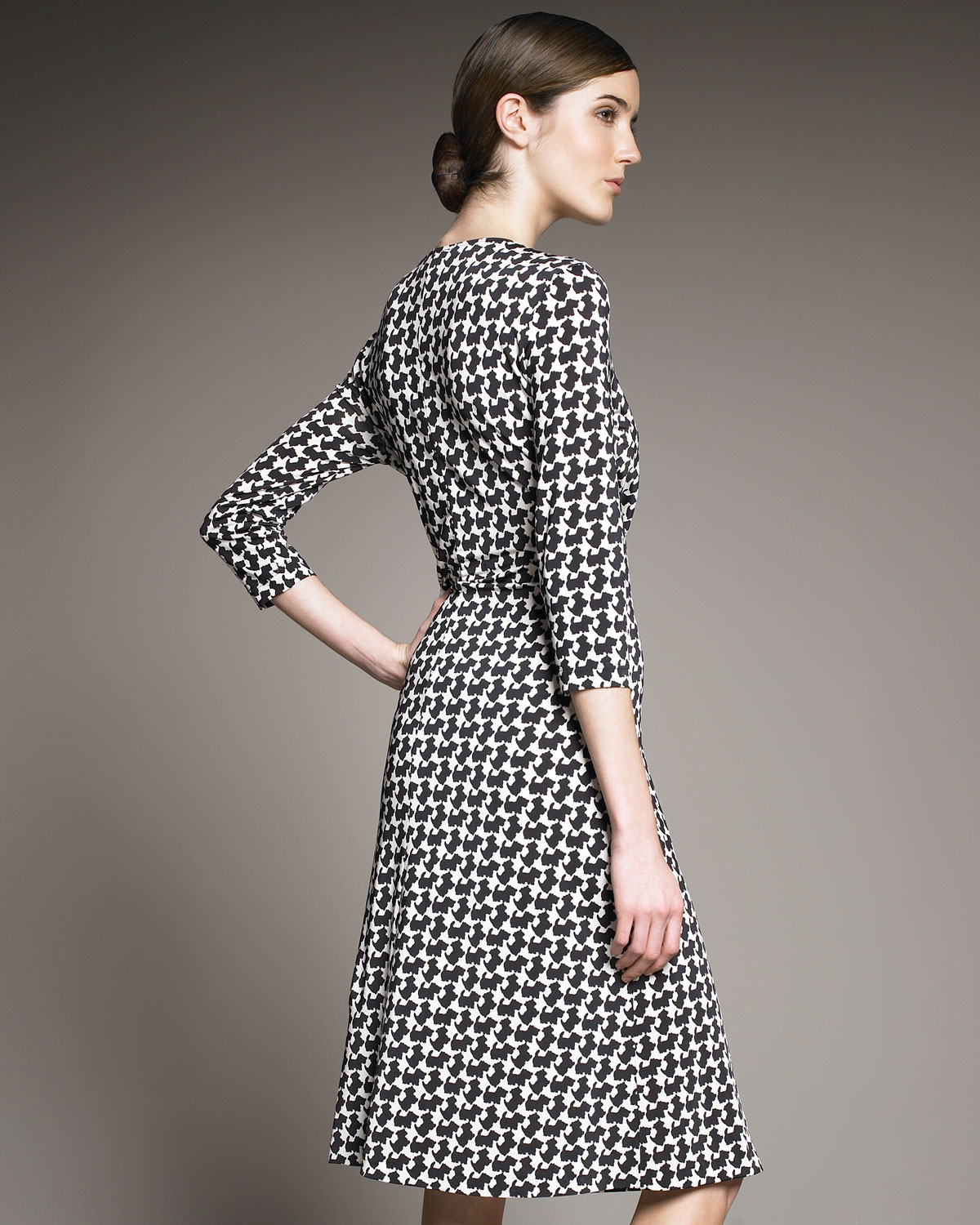 Lyst - Rena Lange Jersey Scottie-print Dress in Gray