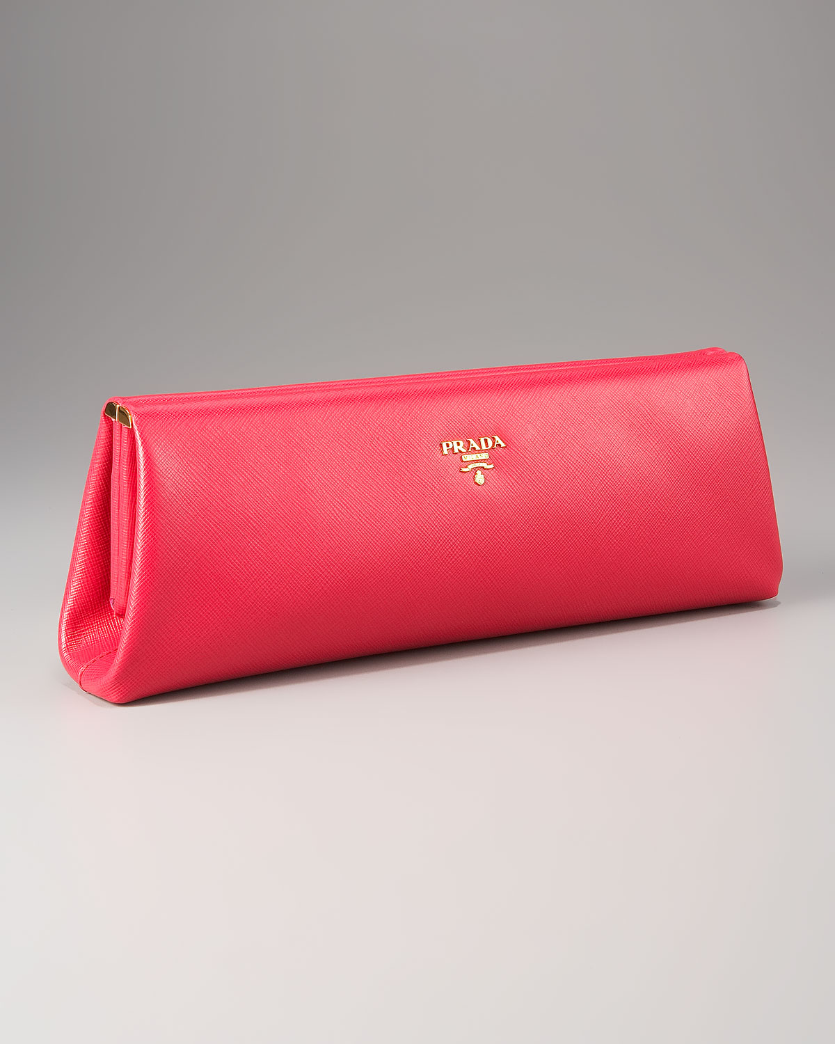 Prada Saffiano Lux Clutch in Pink | Lyst