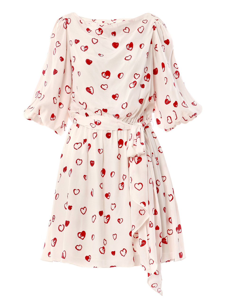 Halston Heritage Embellished Heart Print Dress in White (ivory) | Lyst