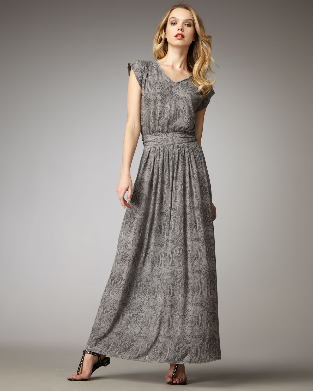 grey snake print maxi dress
