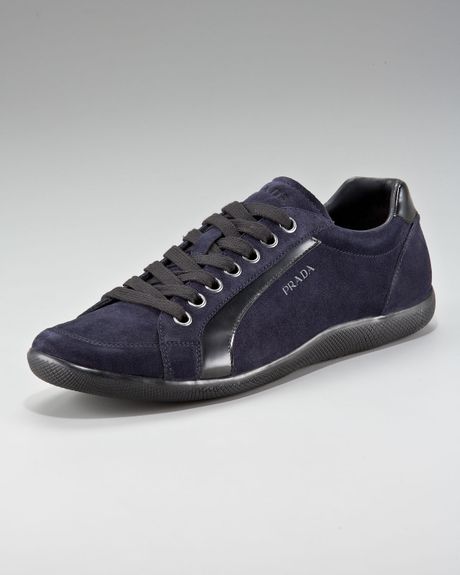 Prada Suede Sneaker, Navy in Blue (navy) | Lyst