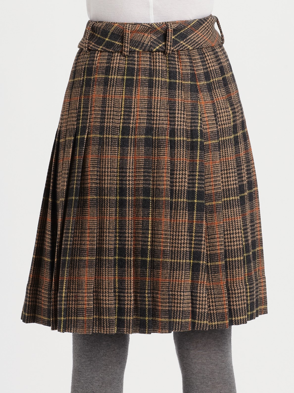 Lyst - Tory Burch Lula Plaid A-line Skirt in Brown