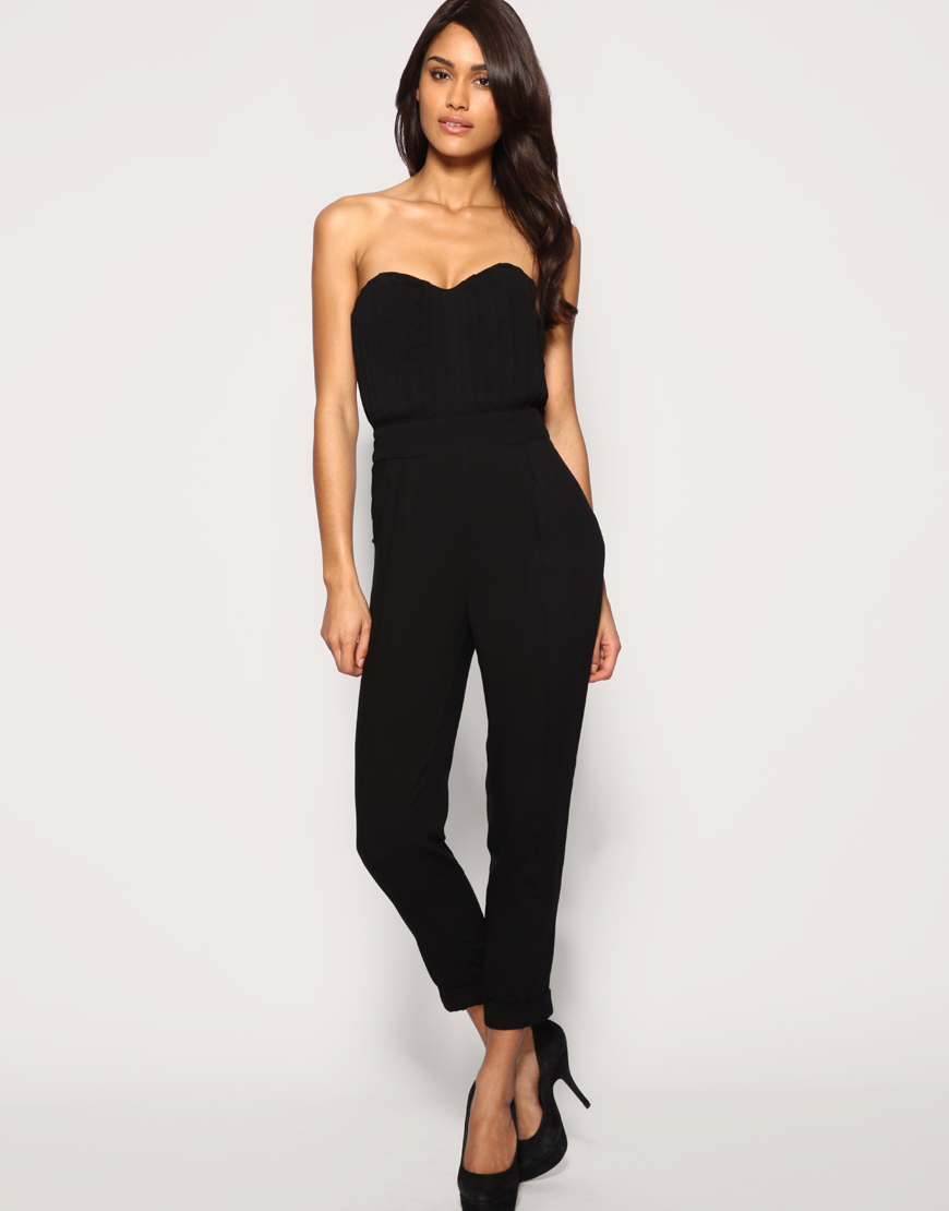 Lyst - Asos Collection Asos Pleated Bust Jumpsuit in Black