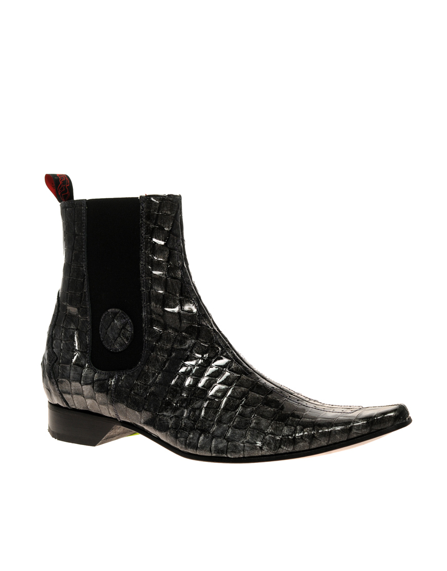 Jeffery West Muse Hi Shine Animal Chelsea Boots in Black for Men (grey ...