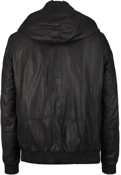 Allsaints Tannin Leather Hooded Jacket in Black for Men | Lyst