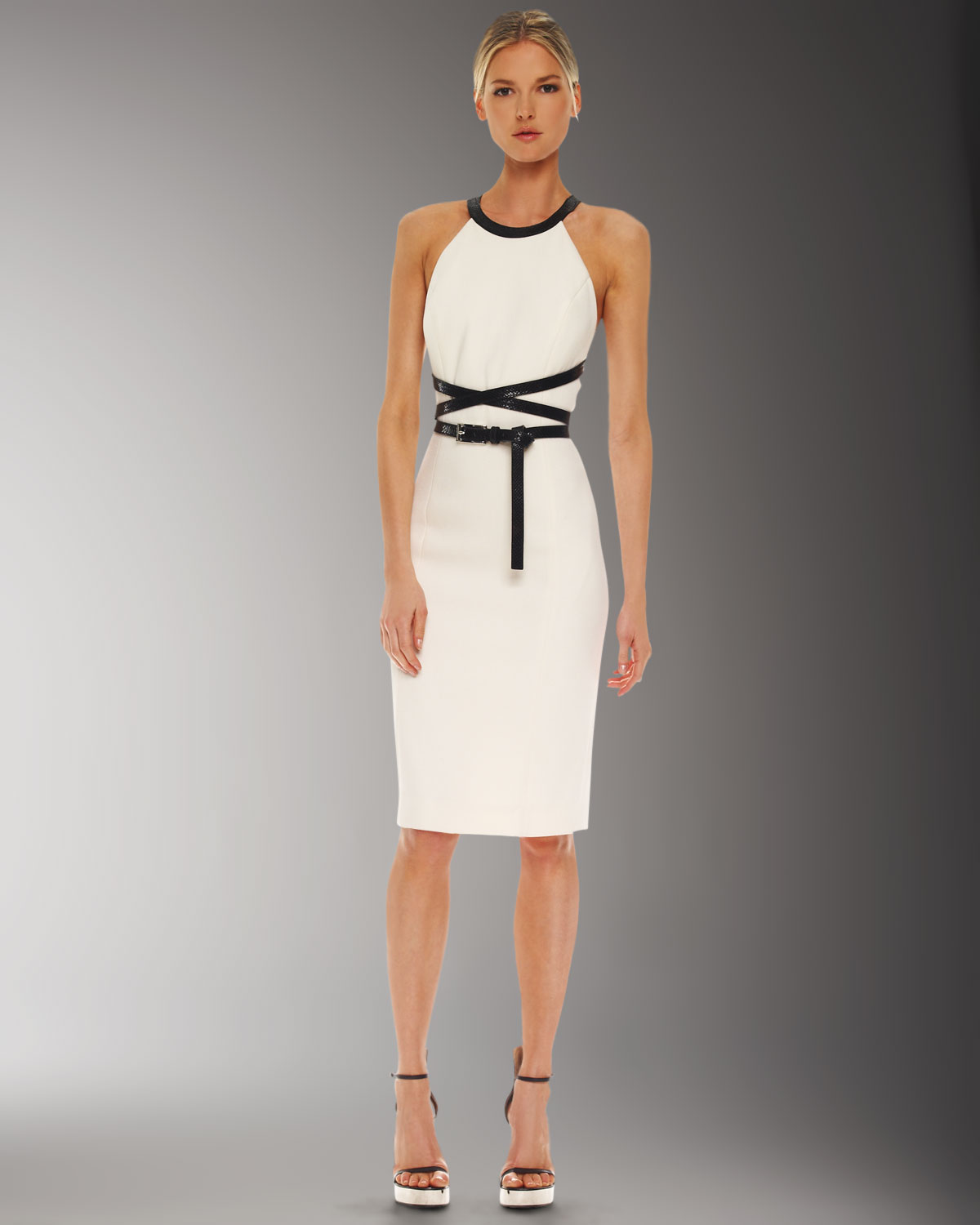 Michael Kors Cross Belt Boucle Dress White | Lyst