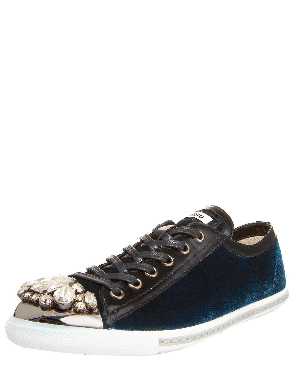 Miu Miu Jewel-toe Velvet Sneaker in Blue (Black) - Lyst