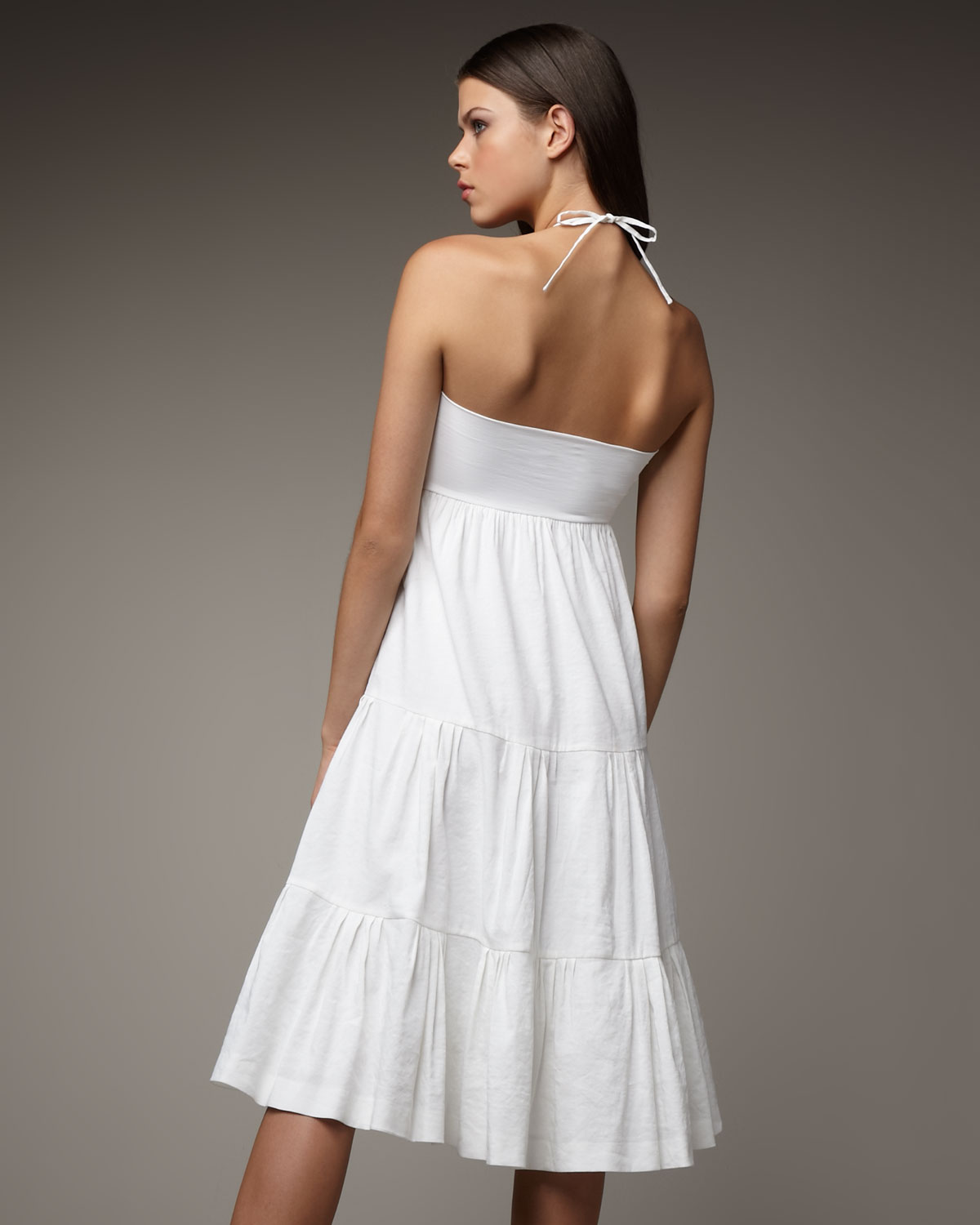 Lyst - Theory Tiered Halter Dress in White