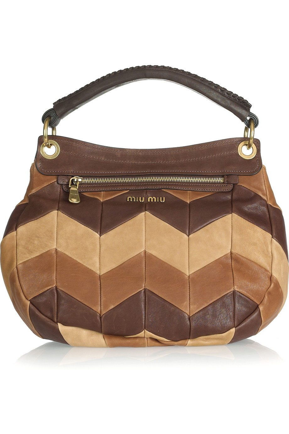 Miu Miu Distressed Brown Leather Top Handle Bag Keweenaw Bay Indian
