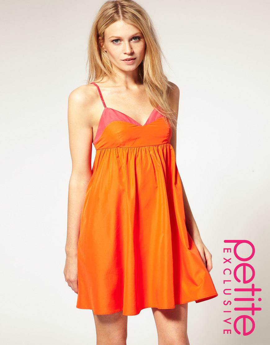 Asos collection Asos Petite Exclusive Colour Block Dress in Orange Lyst