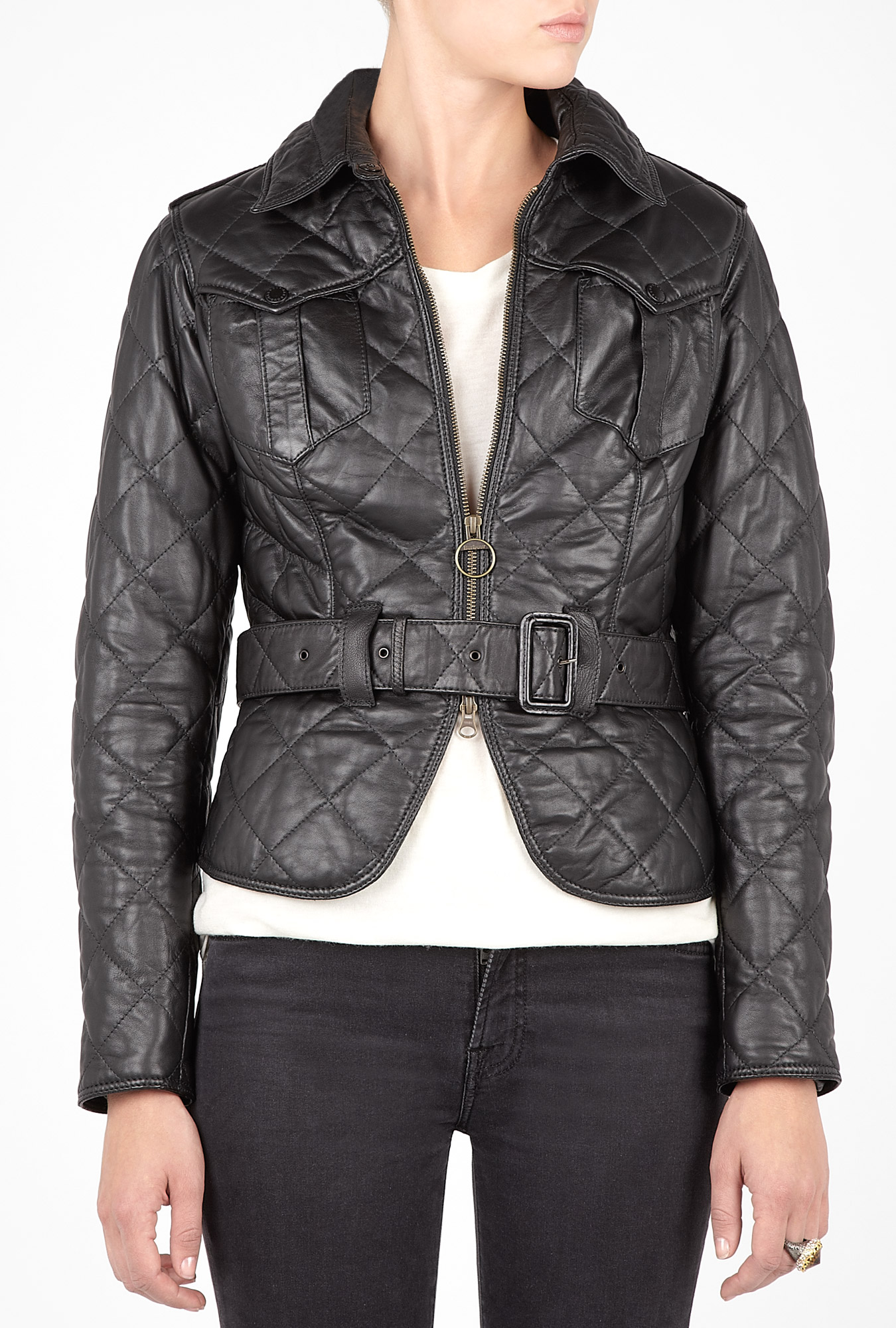 Barbour Gold Label By Temperley Black Devon Leather Quilted Jacket in ...