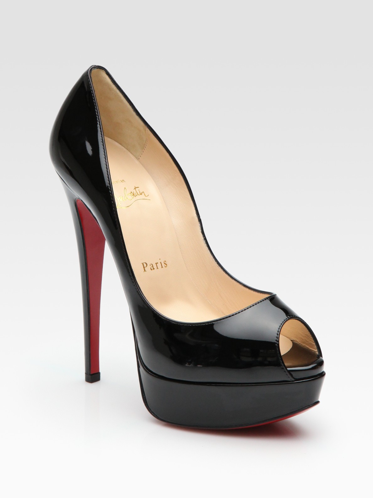 christian louboutin patent leather Lady Peep platform pumps Black ...  