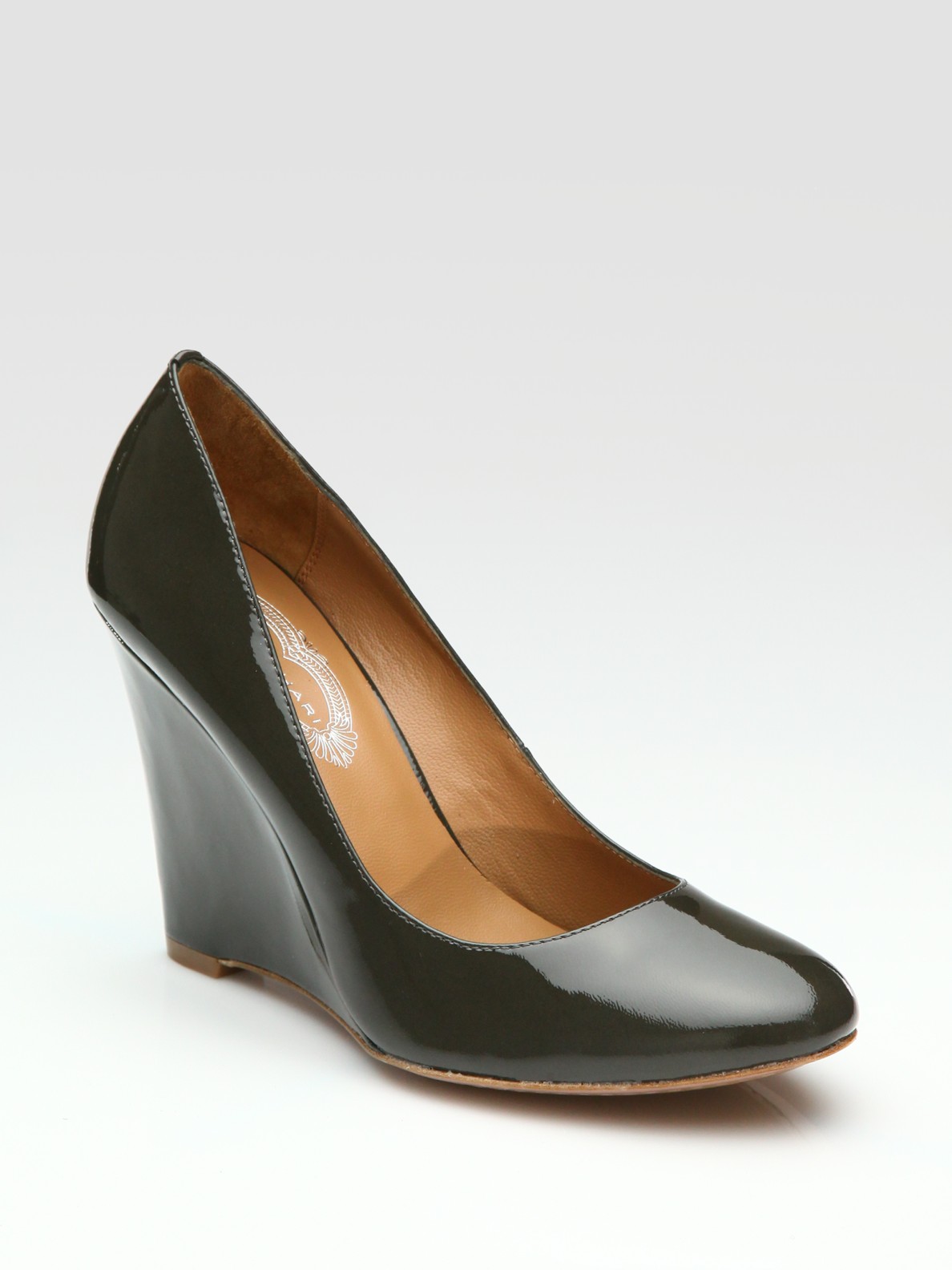 Lyst Elie Tahari Annie Patentleather Wedge Pump in Gray