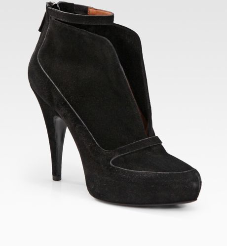 Givenchy Suede Open-front Ankle Boots in Black | Lyst