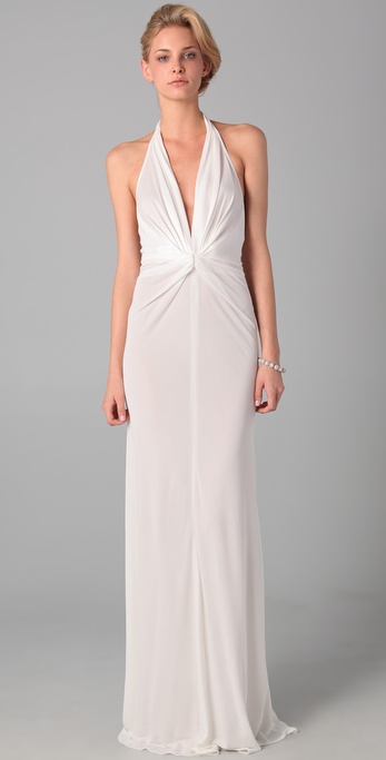 Issa Long Halter Dress in White - Lyst