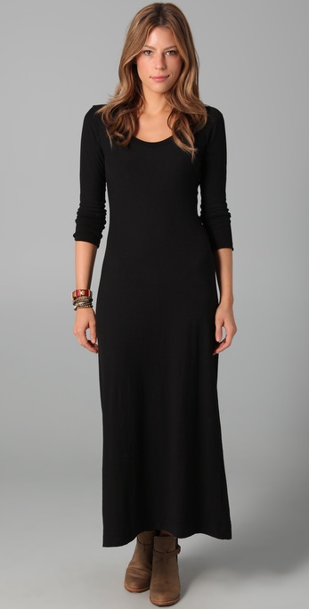 Lyst - James Perse 3/4 Sleeve Maxi Dress in Black