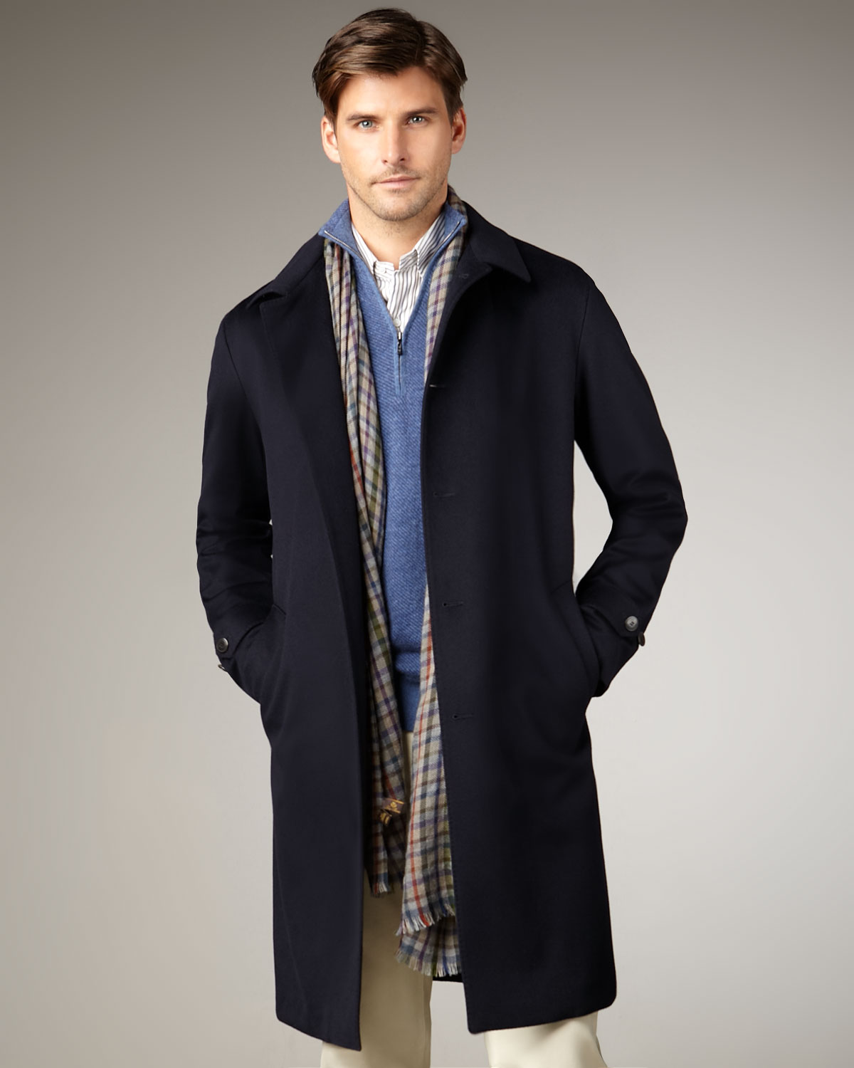 Lyst - Loro Piana Storm Longlined Cashmere Coat in Blue for Men