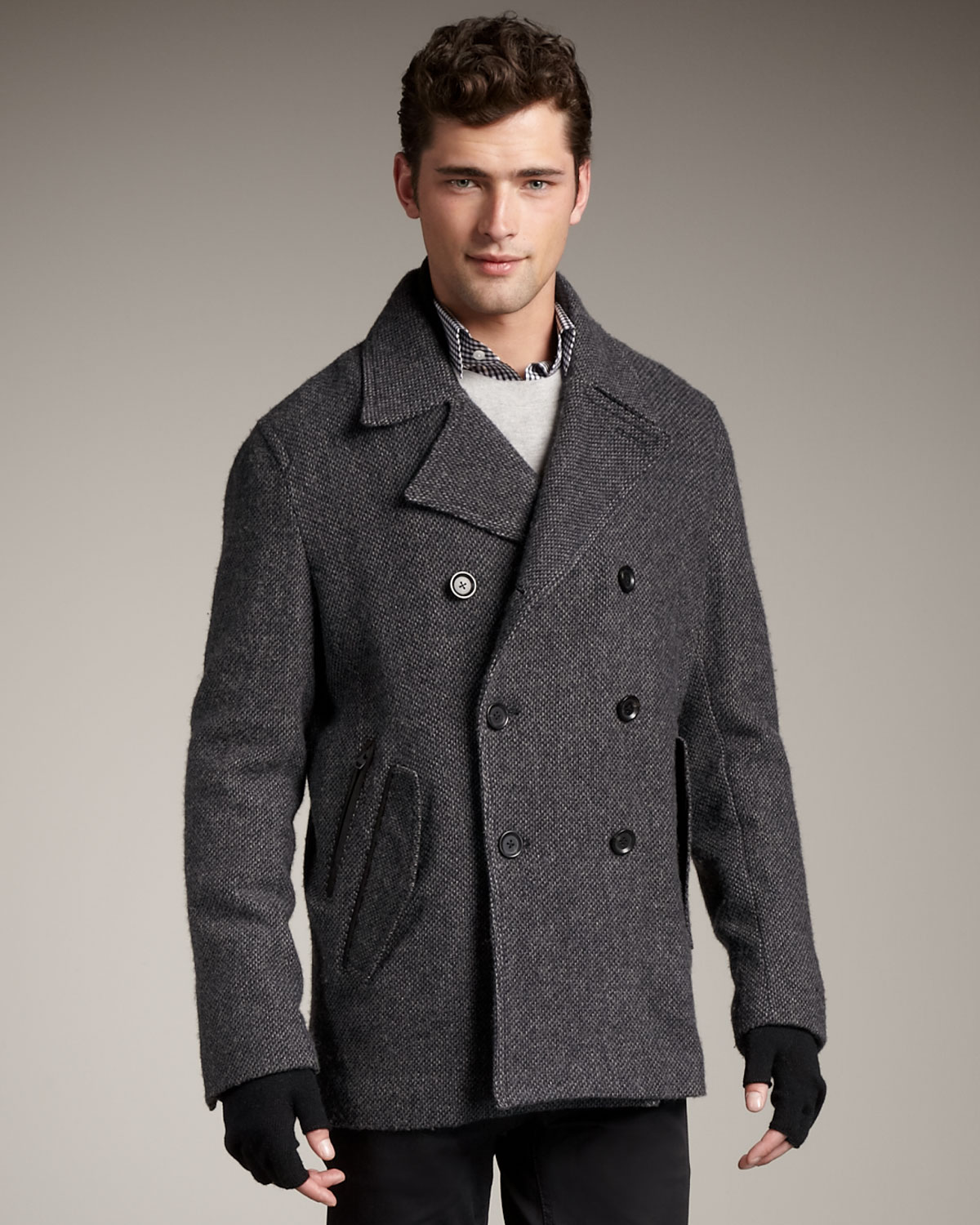 Theory Wool Pea Coat in Charcoal (Gray) for Men - Lyst