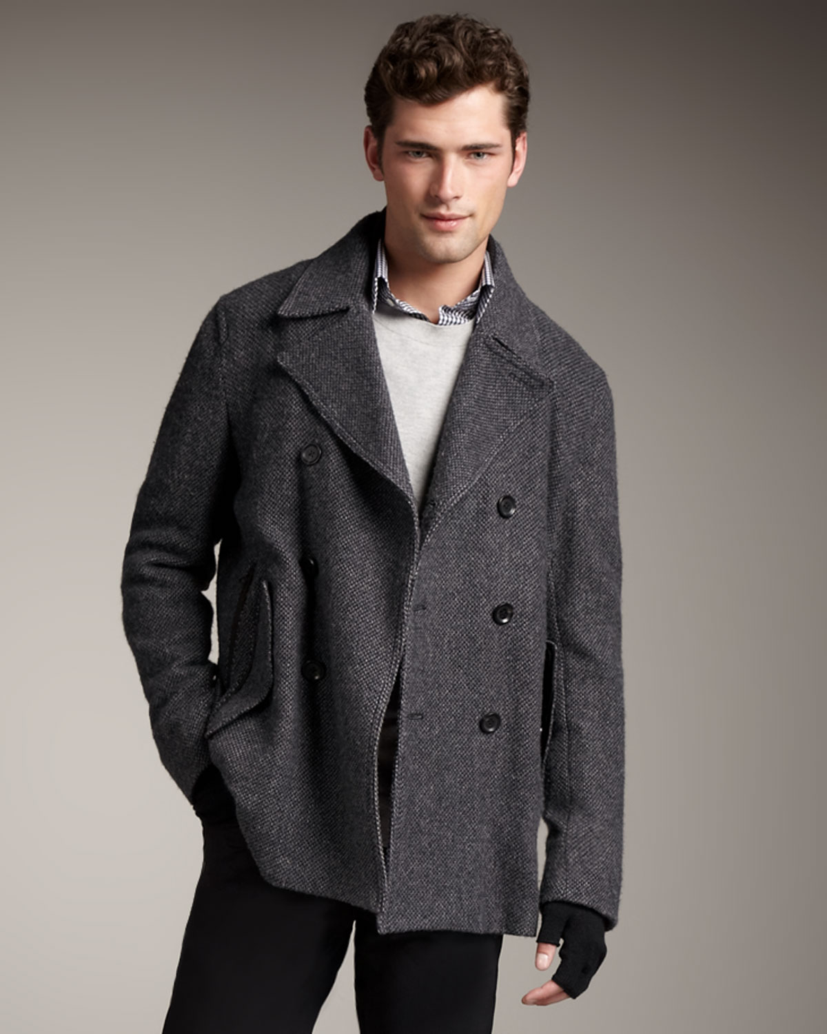 Theory Wool Pea Coat in Charcoal (Gray) for Men - Lyst