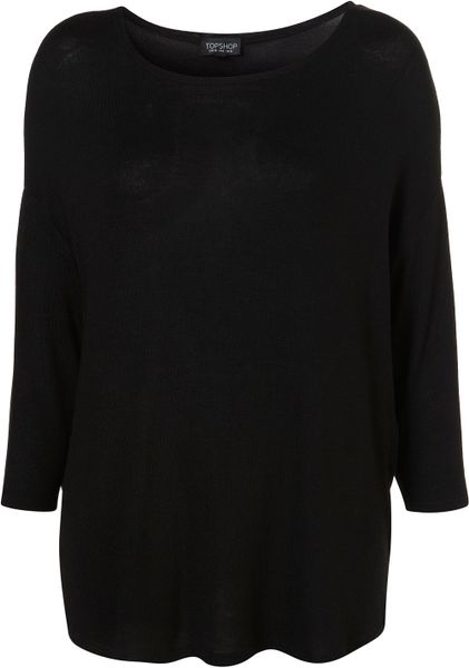 Topshop Sloppy Oversized Half Sleeve in Black | Lyst