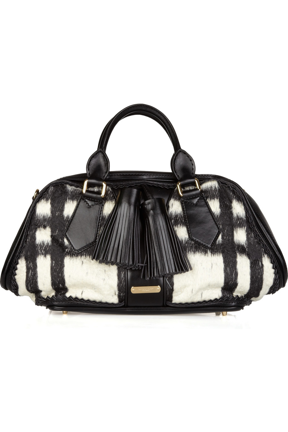 Burberry prorsum Leather and Woolblend Bowling Bag in Black Lyst