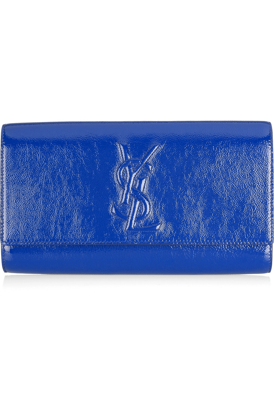 Saint laurent Belle Du Jour Patent-leather Clutch in Blue (cobalt ...