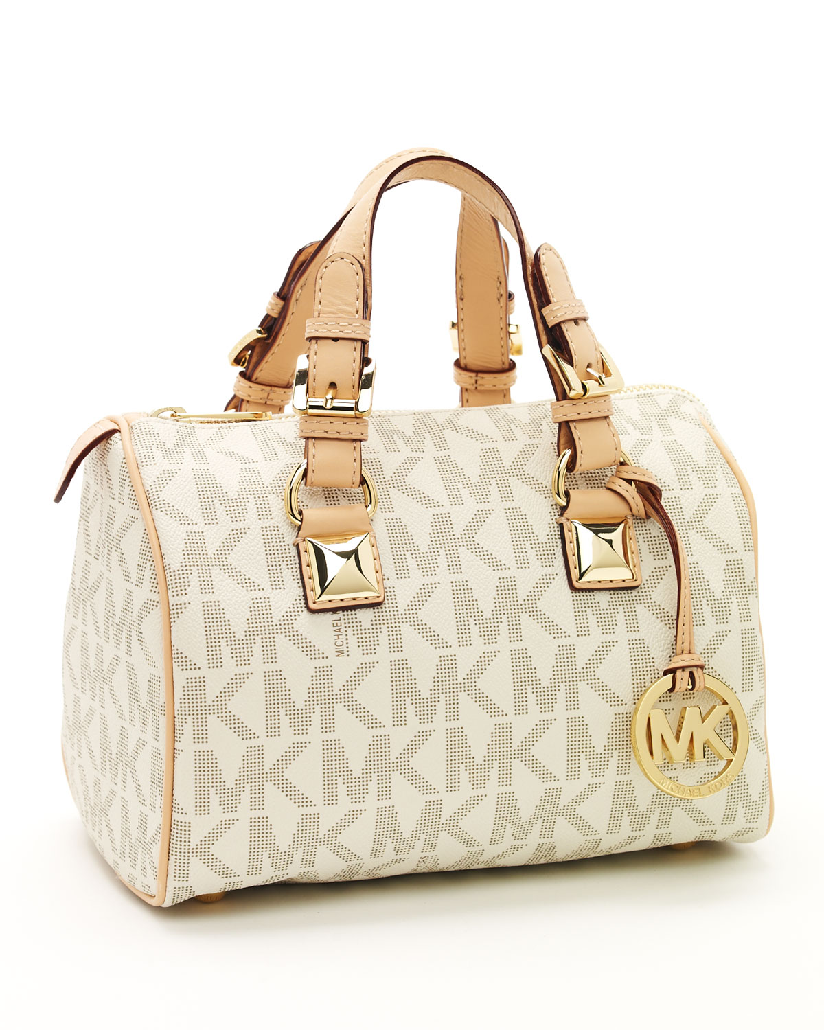 michael kors white duffle bag