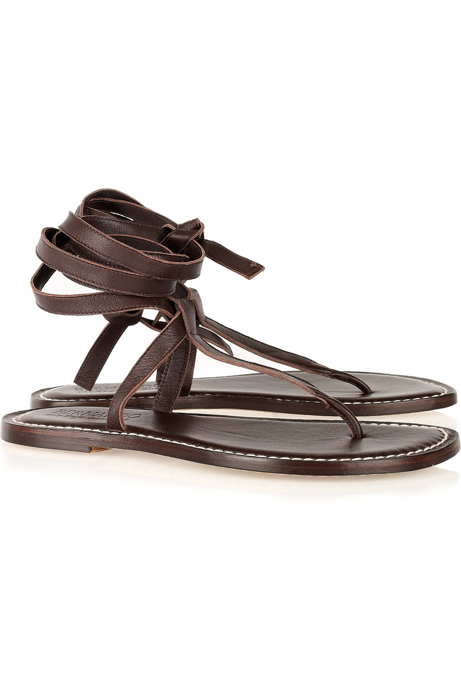 brown ankle tie sandals