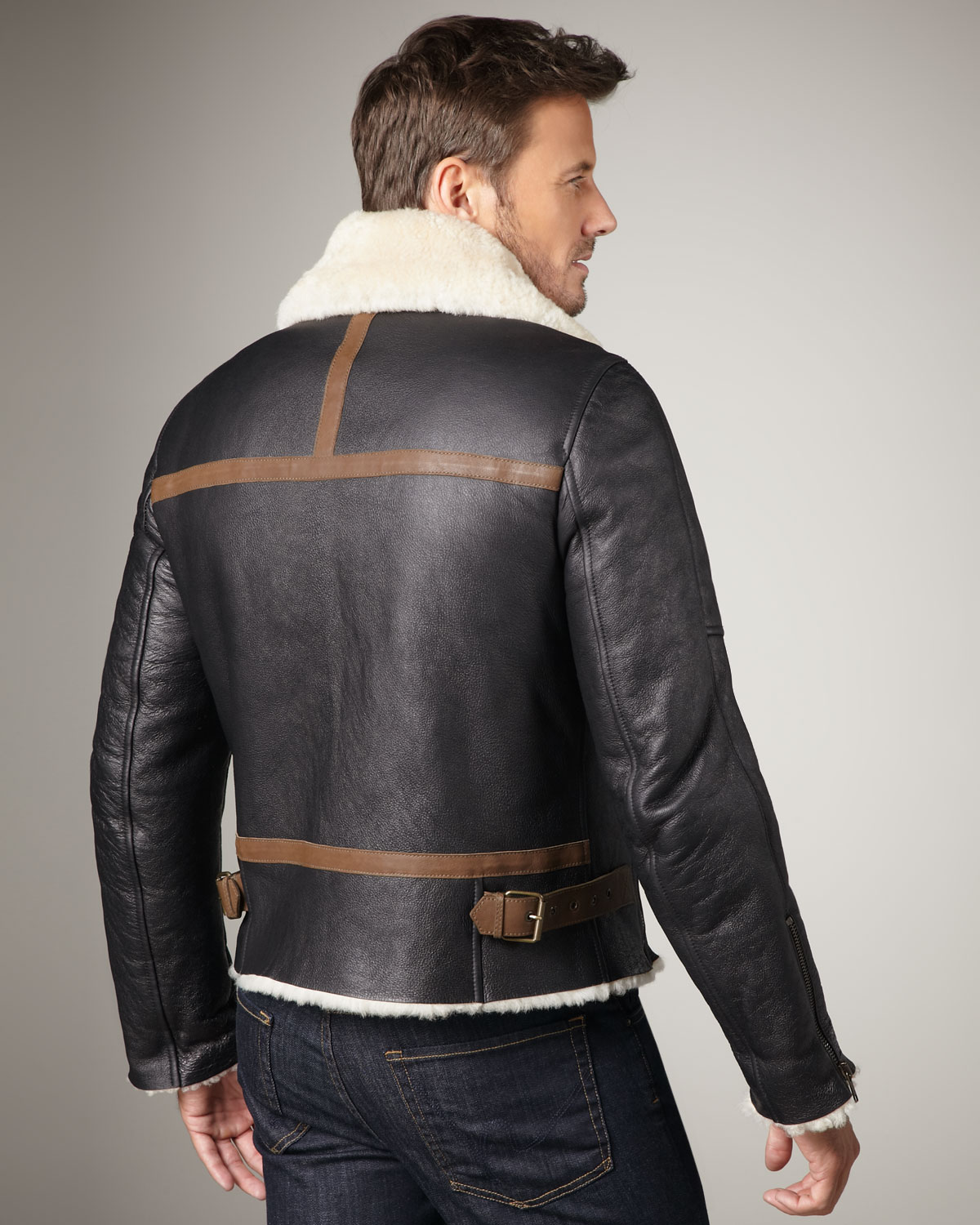 Lyst Alexander Mcqueen Shearling Jacket in Black for Men