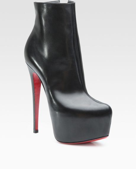Christian Louboutin Leather Platform Ankle Boots in Black | Lyst