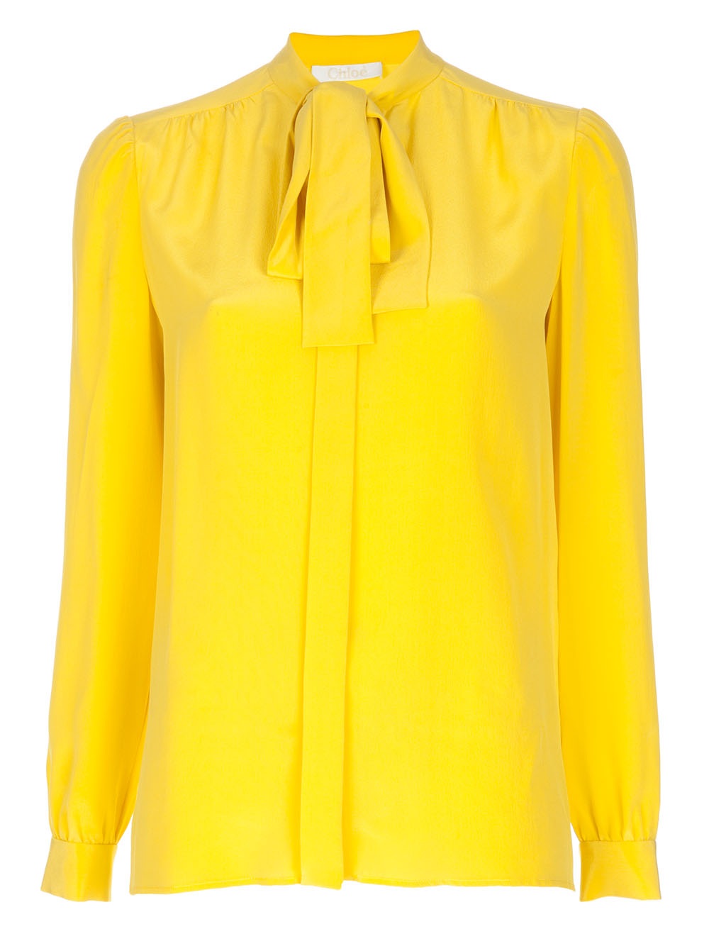 Chloé Pussy Bow Blouse in Yellow | Lyst