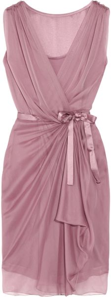 Alberta Ferretti Silk-chiffon Wrap Dress in Purple | Lyst