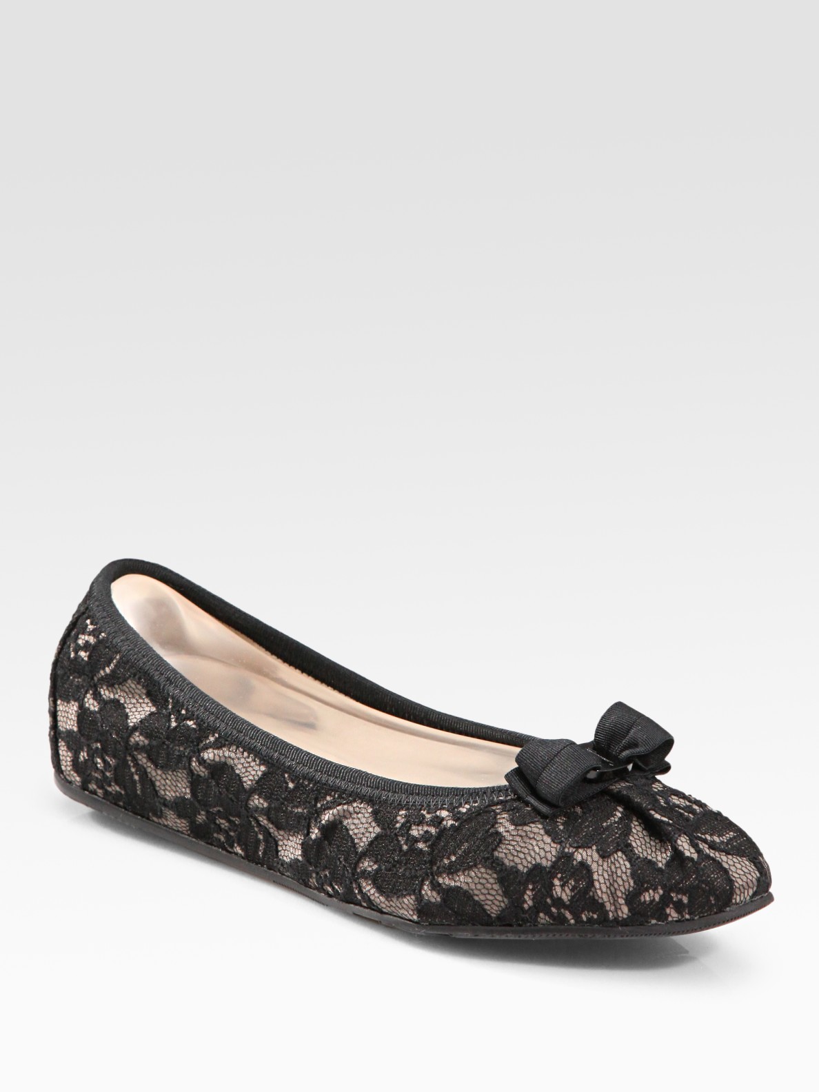 black lace ballet flats