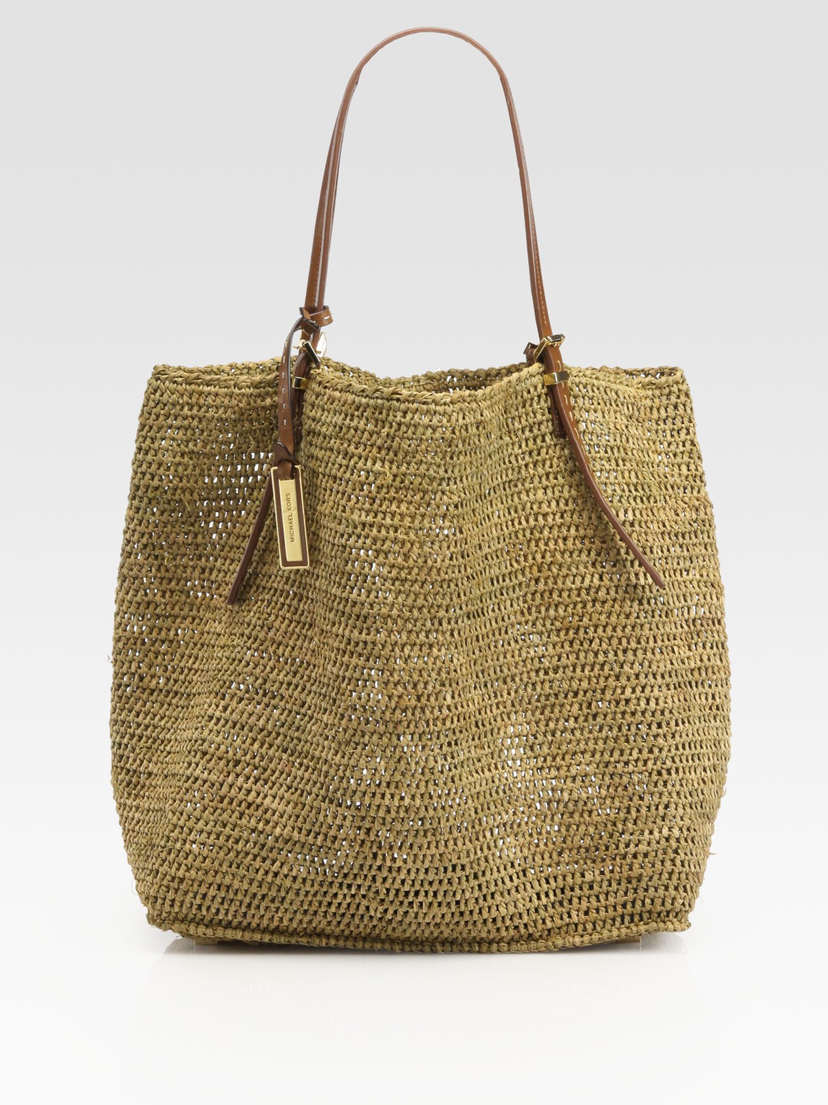 Michael Kors Raffia Tote Bag in Walnut (Brown) - Lyst