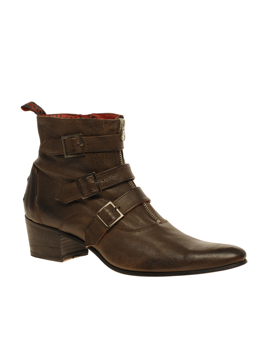 Jeffery West Muse Strapped Cuban Heel Boots in Brown for Men | Lyst