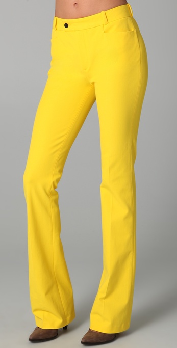 yellow bootcut jeans