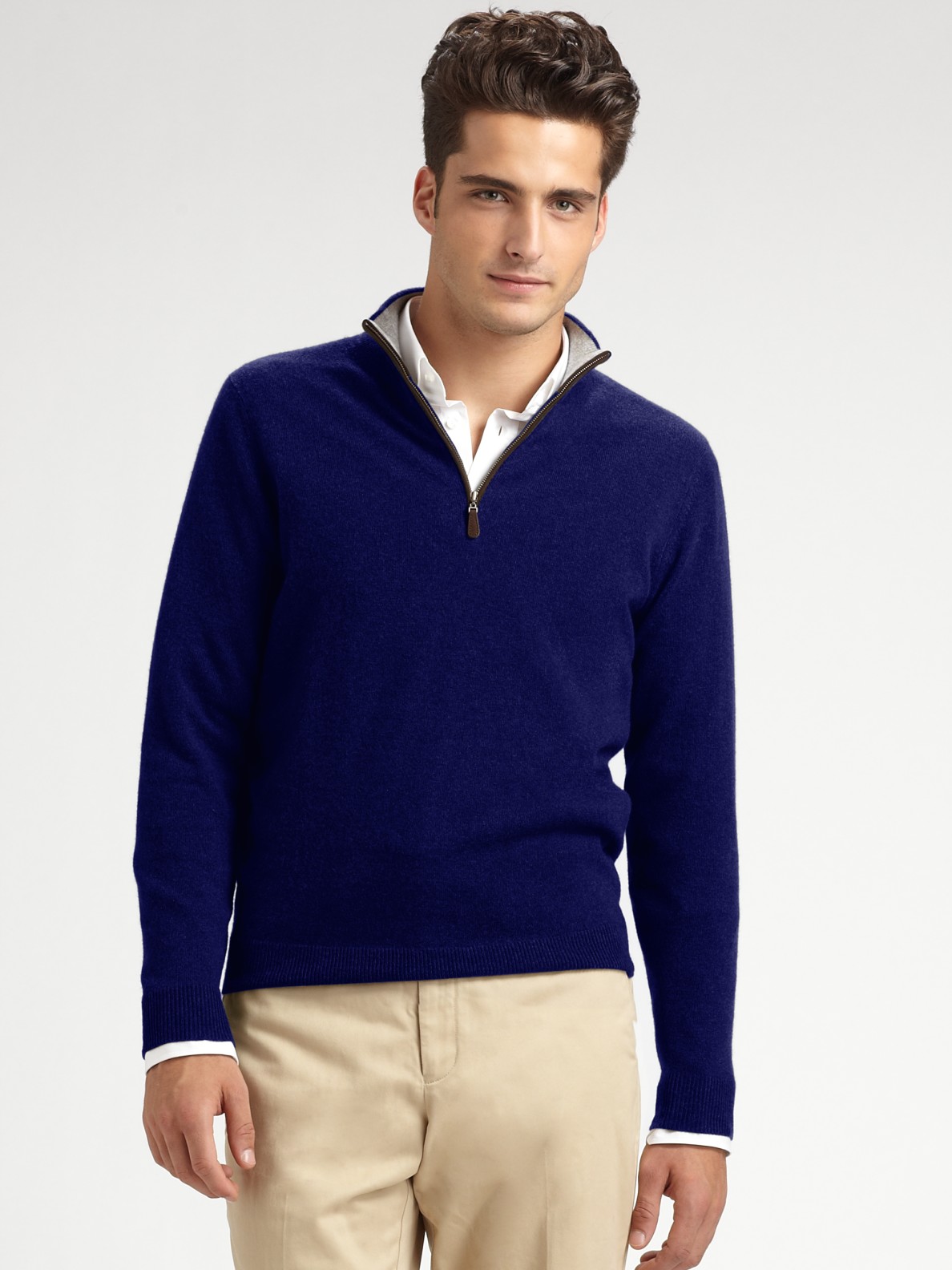 Saks Fifth Avenue Men Collection Mockneck Cashmere Sweater in Blue for ...