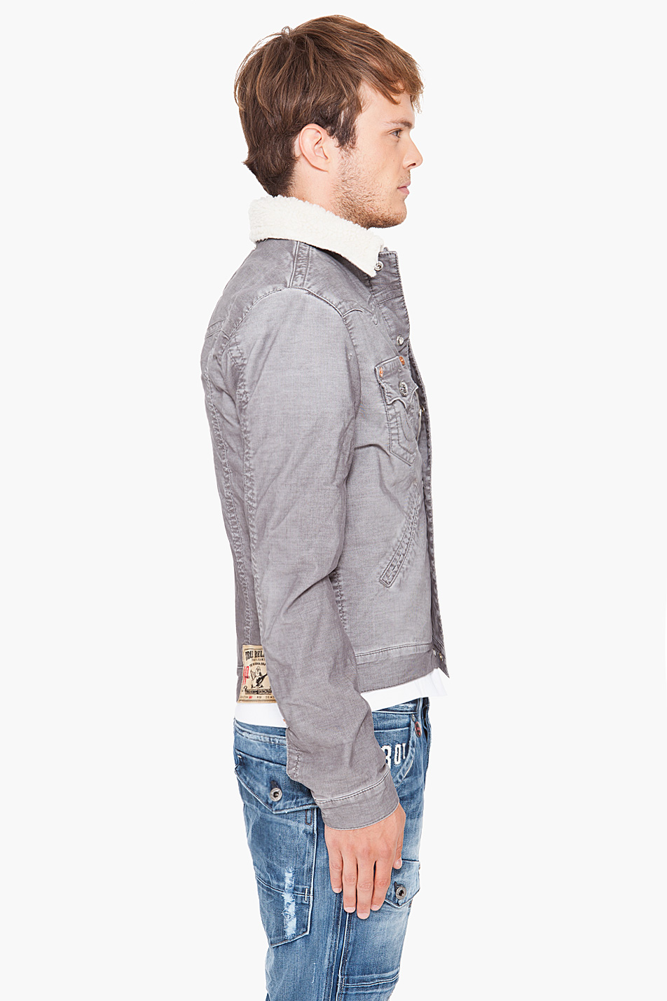 TRUE RELIGION Jimmy Sherpa Jacket in Gray for Men | Lyst