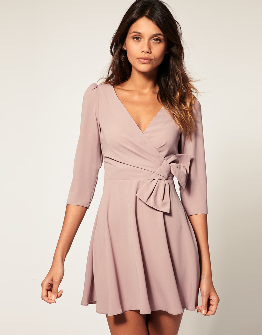 nude wrap dress