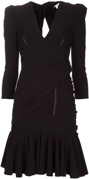 Carven Crepe Cut Out Back Dress in Black | Lyst