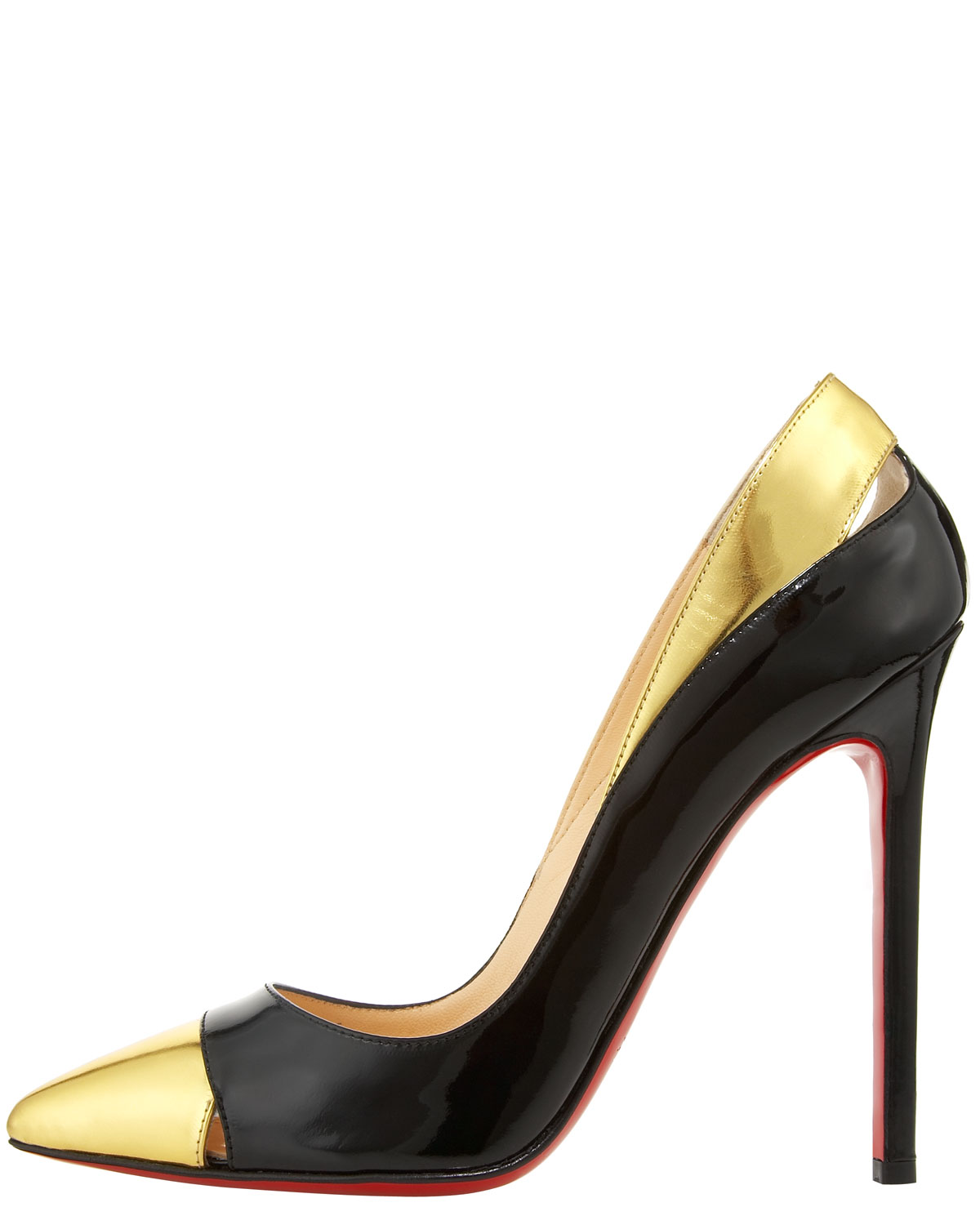 christian louboutin peep-toe booties Gold-tone mirrored leather ... christian louboutin peep-toe booties Gold-tone mirrored leather ...