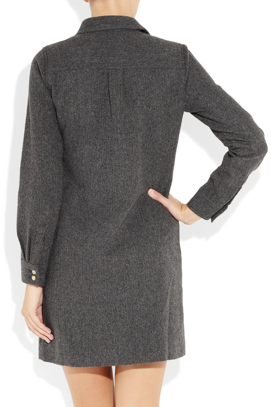 J.Crew Herringbone Wool Shirt Dress in Gray Lyst