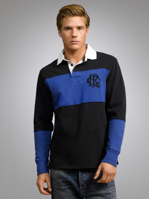 Polo ralph lauren Long Sleeve Rugby Shirt Polo Black Blue in Black for ...