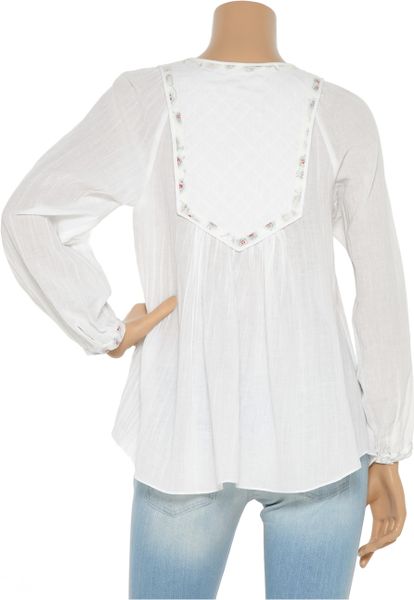 Rebecca Taylor Cotton Peasant Blouse in White | Lyst
