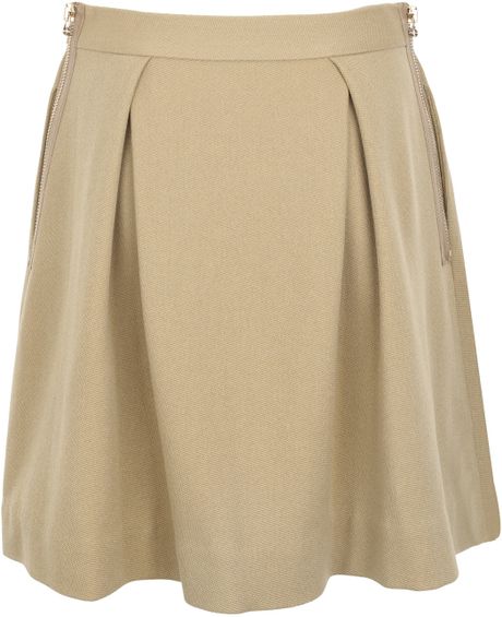 3.1 Phillip Lim Camel Pleated Wool Mini Skirt in Beige (camel) | Lyst