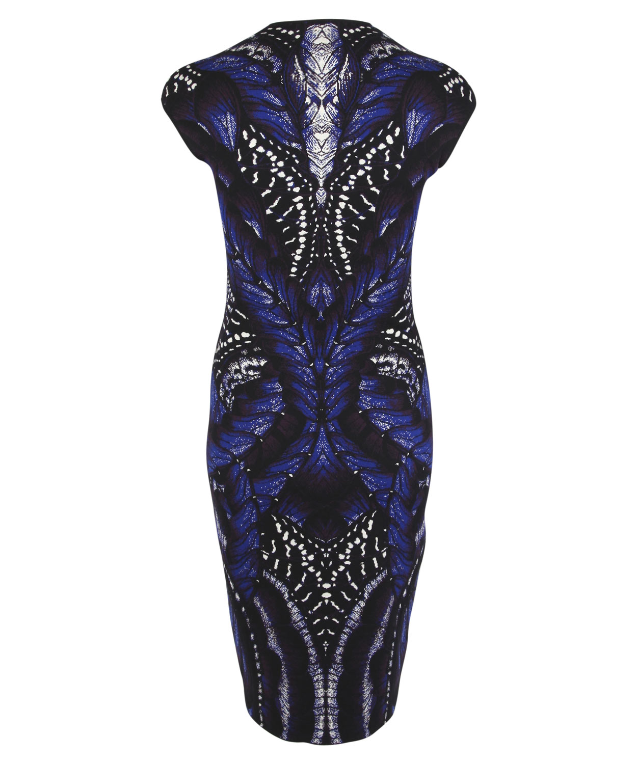 Lyst - Alexander Mcqueen Blue Butterfly Print Intarsia Pencil Dress in Blue